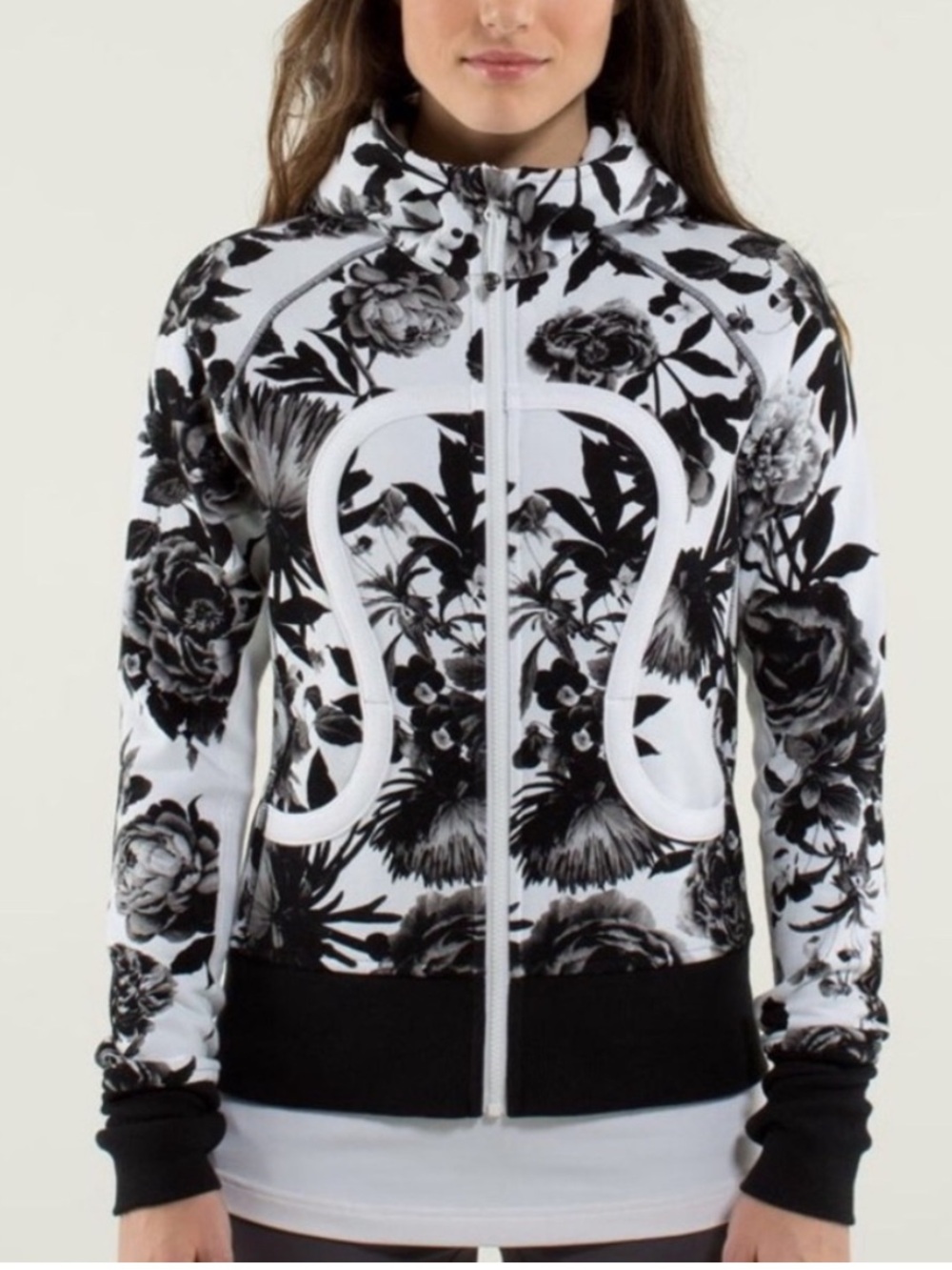 LULULEMON Scuba Hoodie *Stretch Brisk Bloom Black White